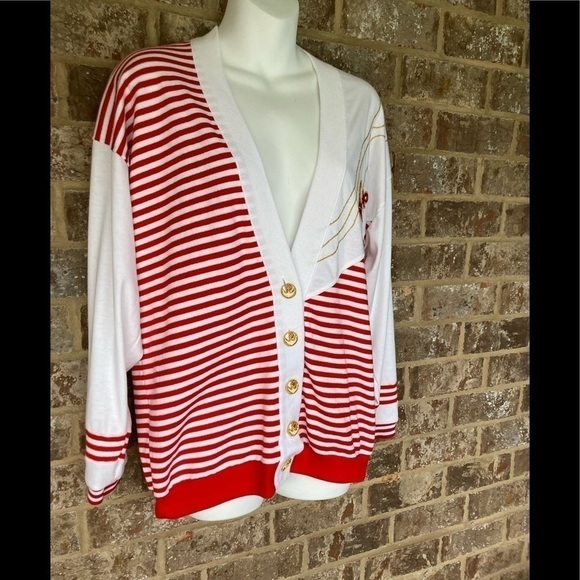 90’s Peter Popovitch Oversized Cardigan Sweater Nautical Medium - Picture 3 of 11